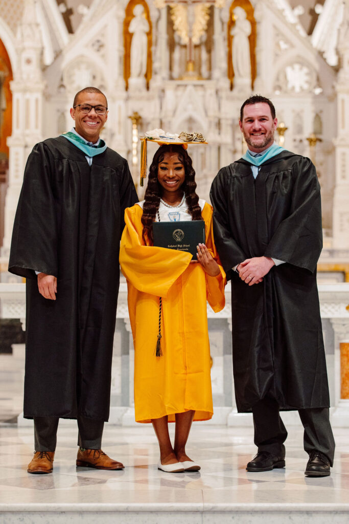 Cathedral Graduate with President Dan Carmody and Principal Karl Danso