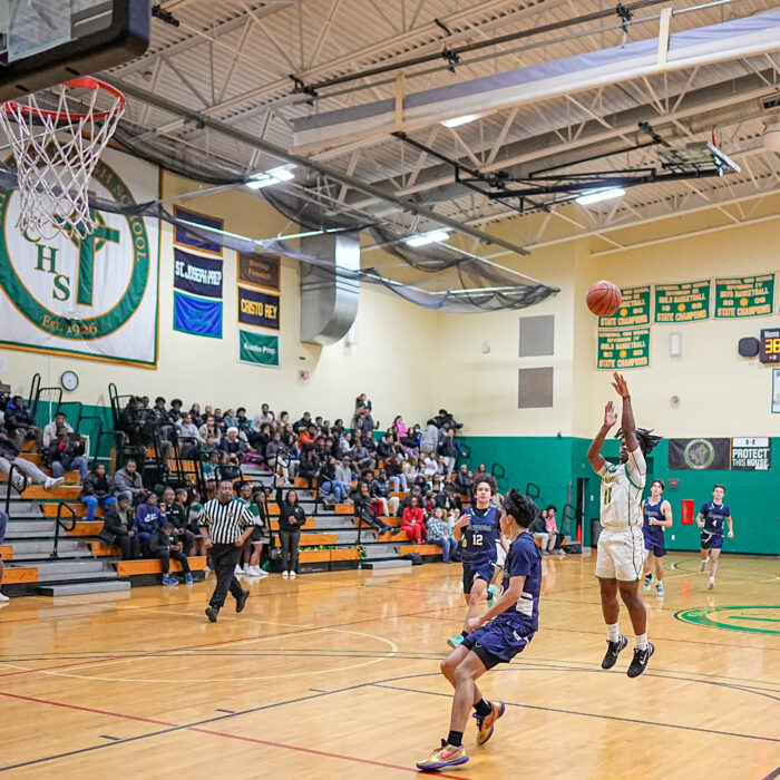 Cathedral Boys Basketball Athlete shooting the basketball